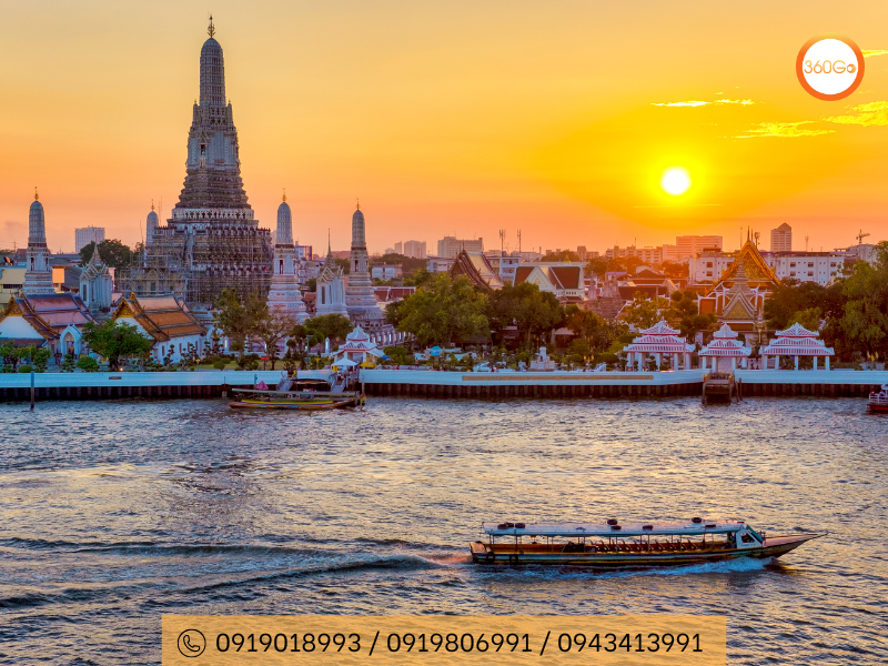 Hoàng hôn trên sông Chao Phraya - Thái Lan - Du lịch 360Go